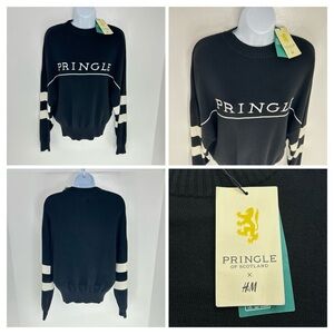 Pringle Of Scotland X H&M NWT Black White Sweater Womens Wool Blend Size Small